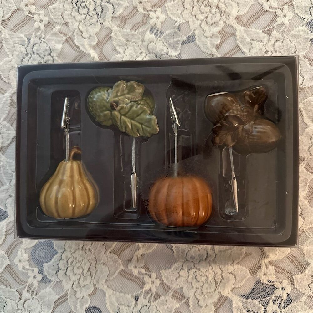 Chris Madden Thanksgiving Place Card Holders Set of 4 Autumn Theme